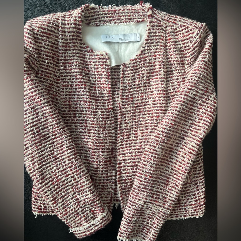 IRO red and white tweed jacket